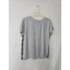 Juicy by Juicy Couture T-Shirt Womens Medium Gray Glitter Logo Tape Velour Top